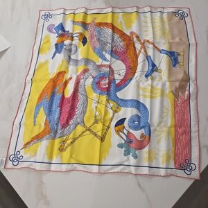 Hermes Multicolor Flamingo Scarf